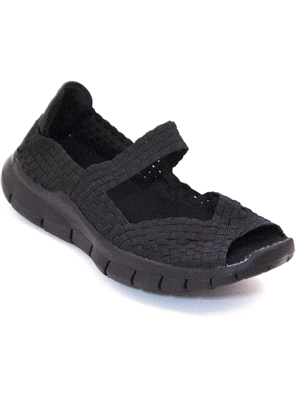 bernie mev. Comfort Black Woven Mary Jane Stretch Sandal EU 36 New in Box
